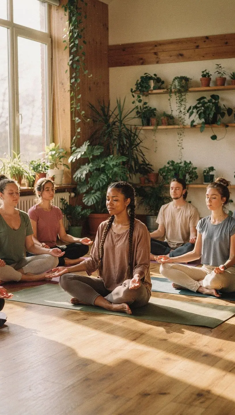 Zbliżenie na dłonie trzymające matę do jogi w trakcie medytacji.