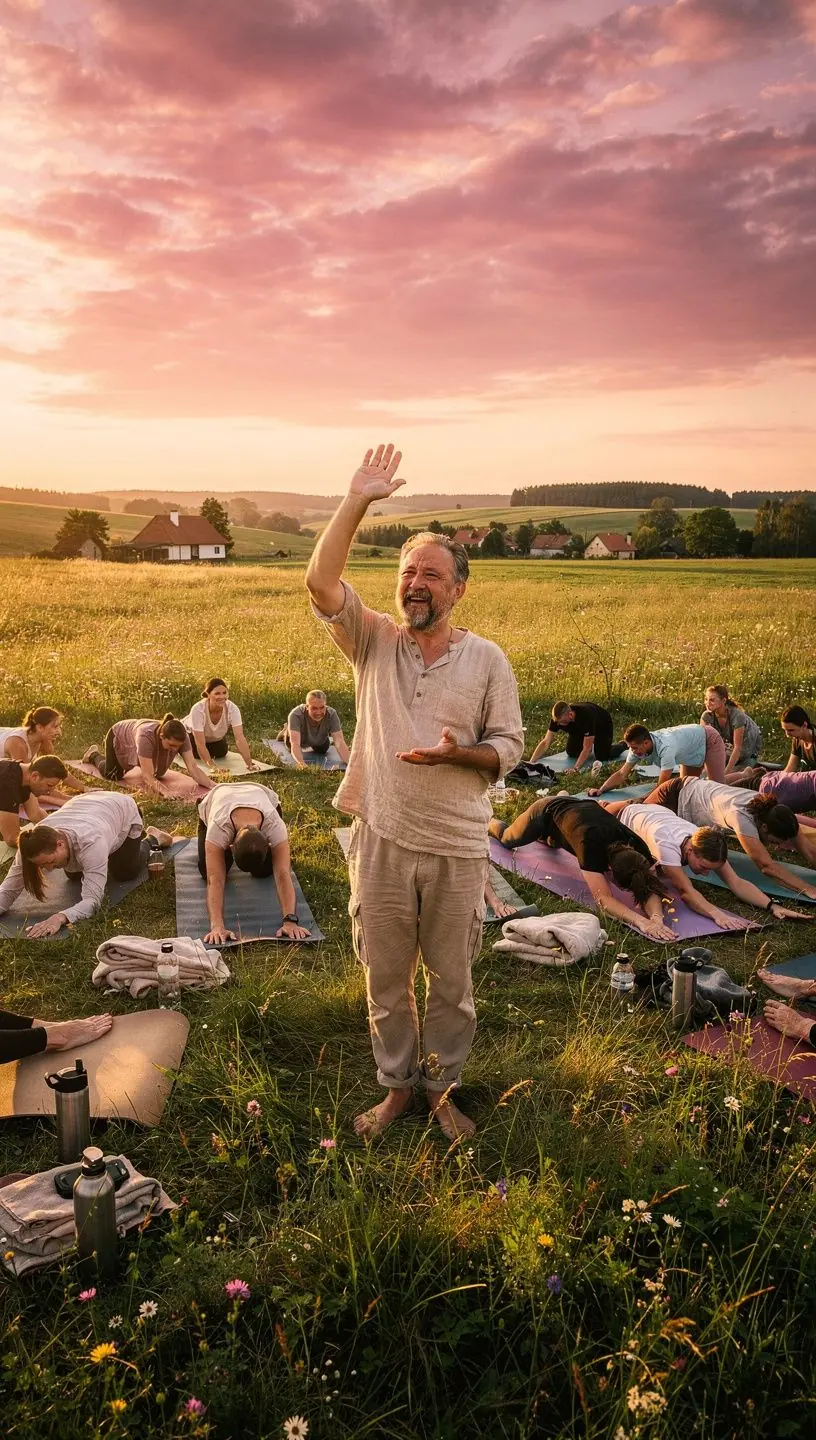 Kobieta w pozycji siedzącej, z zamkniętymi oczami, zrelaksowana i skupiona.
