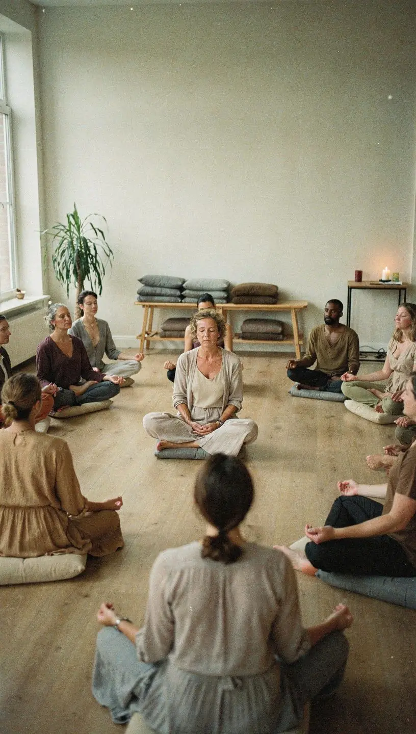 Osoba w pozycji krowy, rozciągająca mięśnie pleców i bioder.